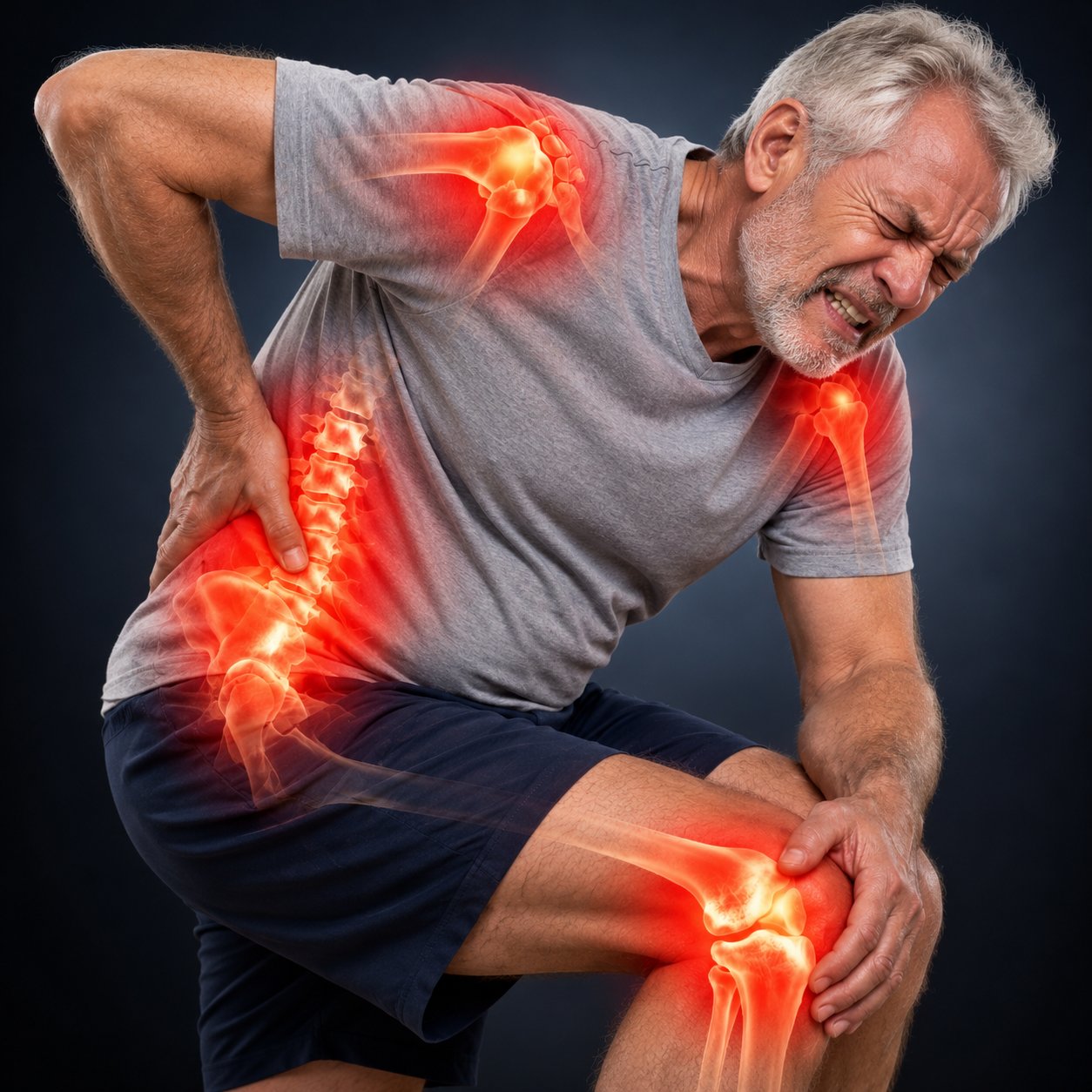 Mature adult experiencing arthritis discomfort